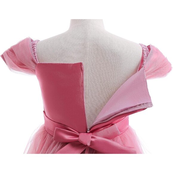 🆕Girls Dusty Pink Lace Sequin Embroidery Wedding Party Pageant Ball Gown - Picture 6 of 7